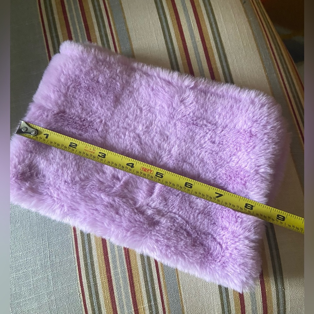 Purple color clutch rabbit fur purse
Custom made